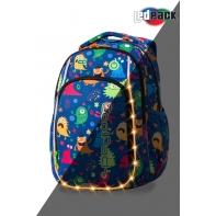 Swiecący plecak szkolny CoolPack LED Strike S 19 L Funny Mosters A18206 + ładowarka