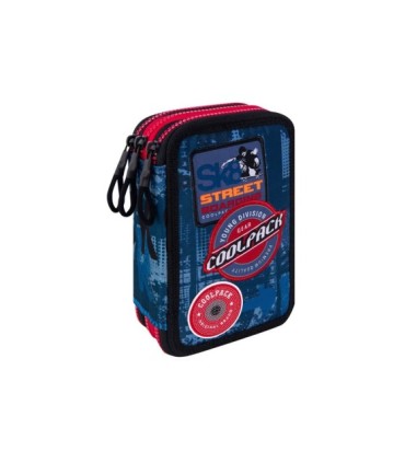 Potrójny piórnik z wyposażeniem Coolpack Jumper 3,  Blue Badges B67154