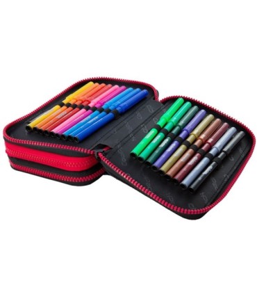 Potrójny piórnik z wyposażeniem Coolpack Jumper 3,  Blue Badges B67154