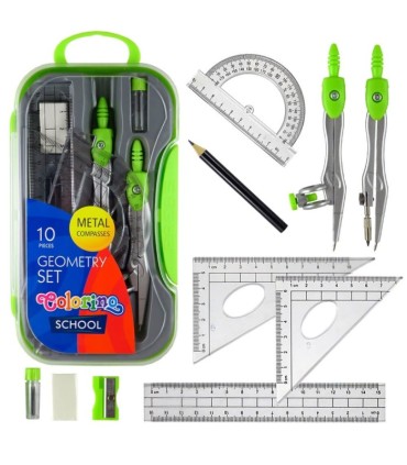 ZESTAW GEOMETRYCZNY 10 ELEMENTÓW COLORINO ZIELONY