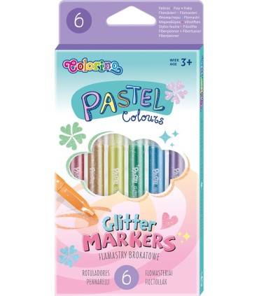 6 flamastrów pastelowych brokatowych Colorino