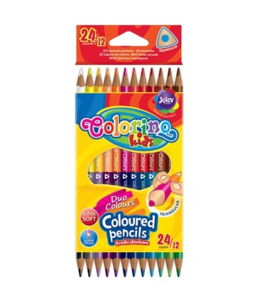 Kredki ołówkowe dwustronne trójkątne 12 sztuk 24 kolory Colorino