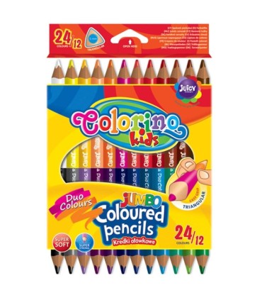 Grube kredki ołówkowe trójkątne dwustronne Colorino JUMBO - 24 kolory