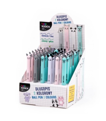 Długopis automatyczny mix 4szt. 2-kolorowe z uszami