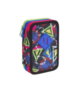 Potrójny piórnik z wyposażeniem, Coolpack Jumper 3, GEOMETRIC SHAPES A438