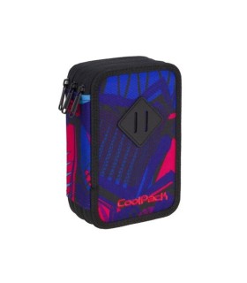 Potrójny piórnik z wyposażeniem, Coolpack Jumper 3, CRAZY PINK ABSTRACT A446