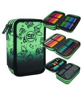 PIÓRNIK POTRÓJNY Z WYPOSAŻENIEM COOLPACK JUMPER 3, dla chłopca Game Over