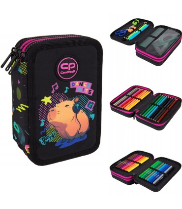 Piórnik potrójny z wyposażeniem Jumper 3 COOLPACK, CAPYBARA MUSIC